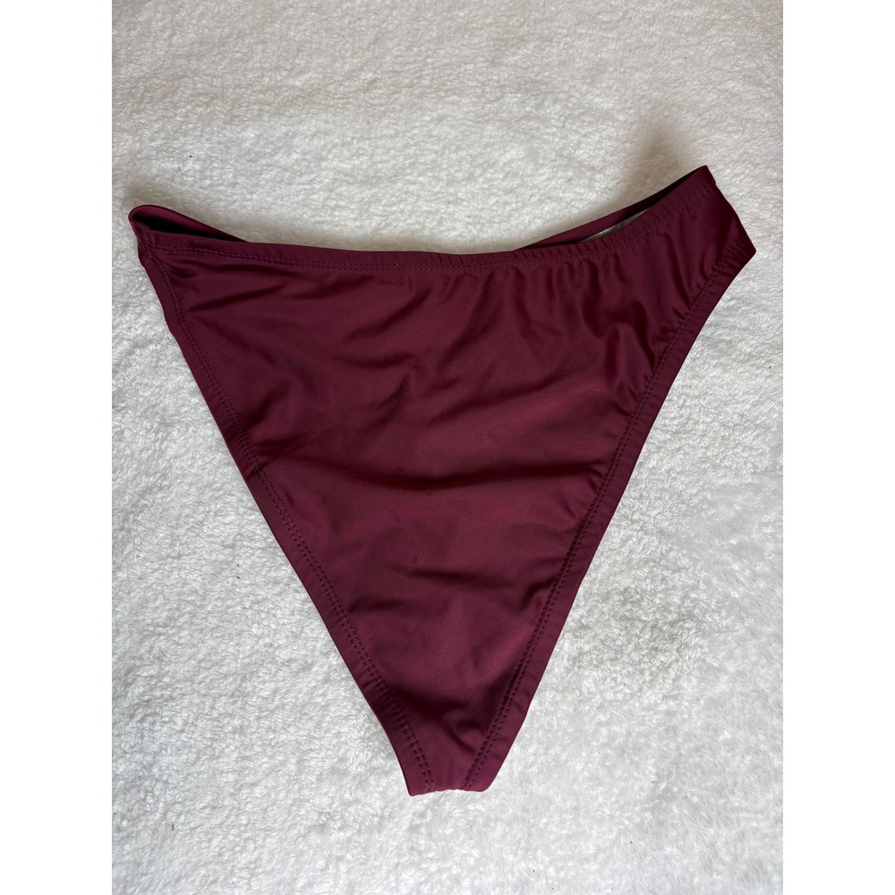 B FYNE Burgundy High Waisted High Cut Cheeky Bikini Bottoms XL Wine Red